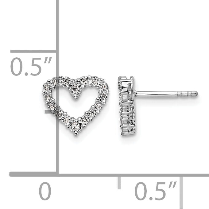 14k White Gold Diamond Heart Earrings-EM5529-010-WA