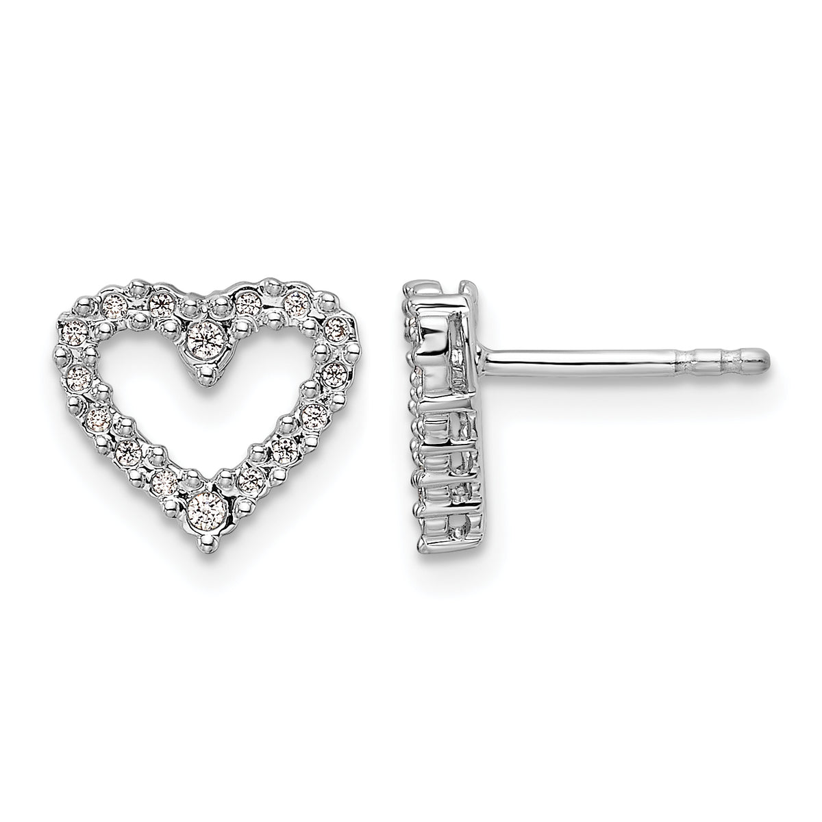 14k White Gold Diamond Heart Earrings-EM5529-010-WA