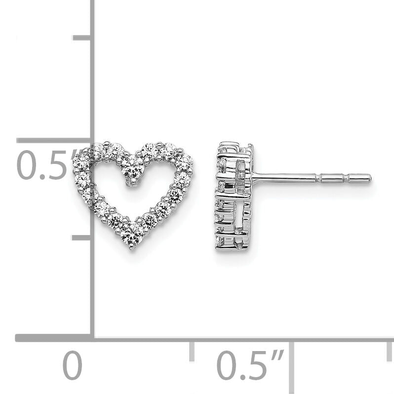 14k White Gold Diamond Heart Earrings-EM5529-025-WA