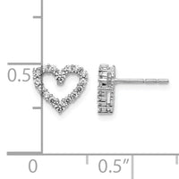 14k White Gold Diamond Heart Earrings-EM5529-025-WA