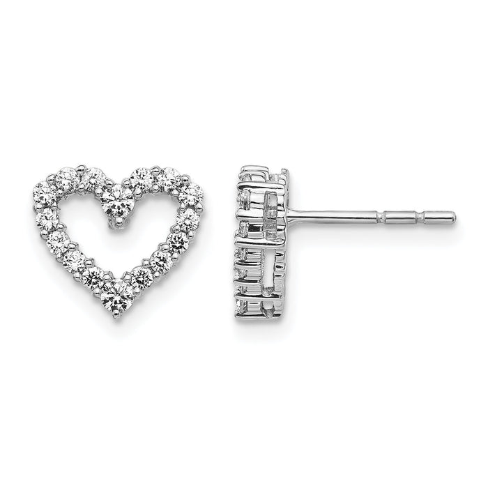14k White Gold Diamond Heart Earrings-EM5529-025-WA