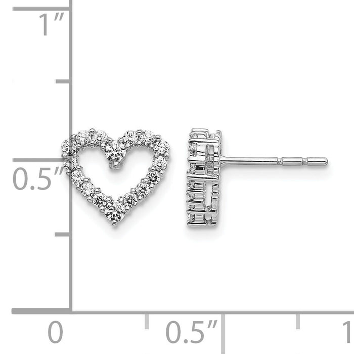 14k White Gold Diamond Heart Earrings-EM5529-033-WA