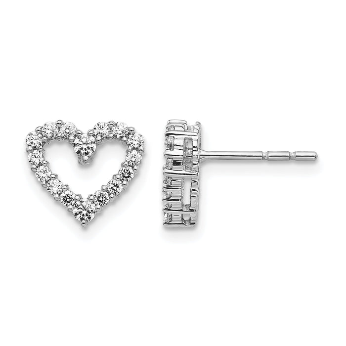 14k White Gold Diamond Heart Earrings-EM5529-033-WA