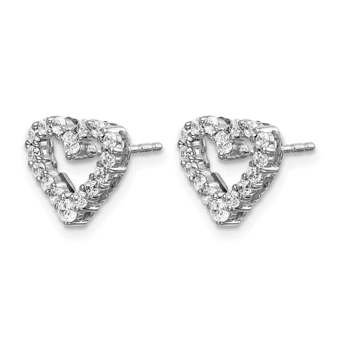 14k White Gold Diamond Heart Earrings-EM5529-050-WA