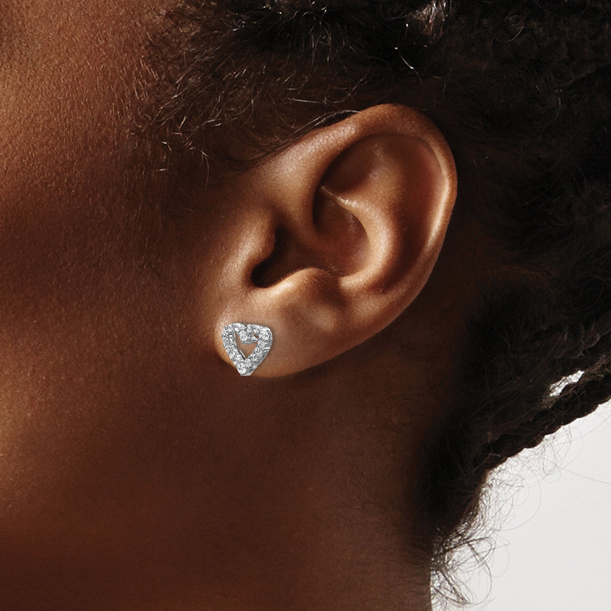 14k White Gold Diamond Heart Earrings-EM5529-050-WA