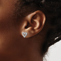 14k White Gold Diamond Heart Earrings-EM5529-050-WA