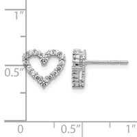 14k White Gold Diamond Heart Earrings-EM5529-050-WA