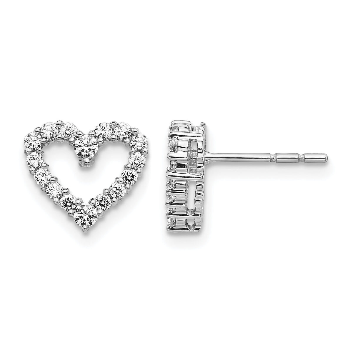 14k White Gold Diamond Heart Earrings-EM5529-050-WA