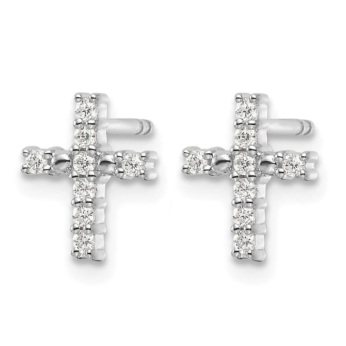 14k White Gold Polished Diamond Cross Post Earrings-EM5533-015-WA