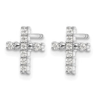 14k White Gold Polished Diamond Cross Post Earrings-EM5533-015-WA