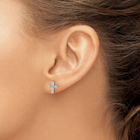 14k White Gold Polished Diamond Cross Post Earrings-EM5533-015-WA