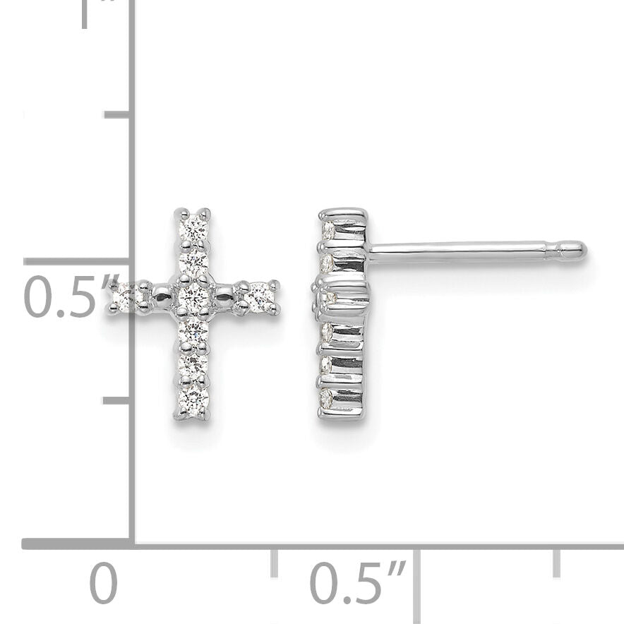 14k White Gold Polished Diamond Cross Post Earrings-EM5533-015-WA