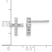 14k White Gold Polished Diamond Cross Post Earrings-EM5533-015-WA