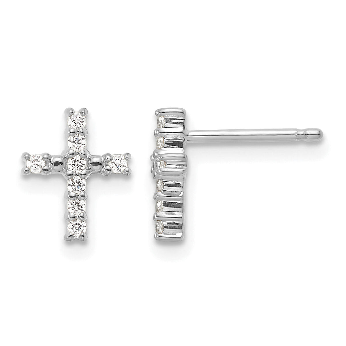 14k White Gold Polished Diamond Cross Post Earrings-EM5533-015-WA