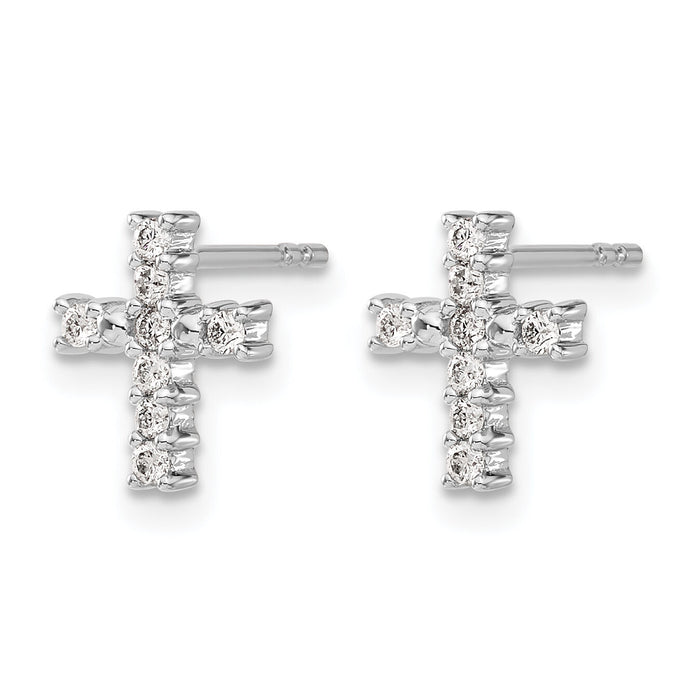 14k White Gold Polished Diamond Cross Post Earrings-EM5533-020-WA