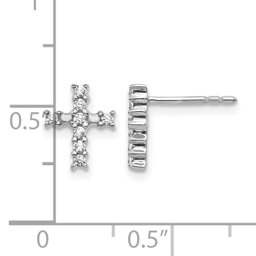 14k White Gold Polished Diamond Cross Post Earrings-EM5533-020-WA
