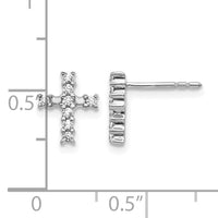 14k White Gold Polished Diamond Cross Post Earrings-EM5533-020-WA