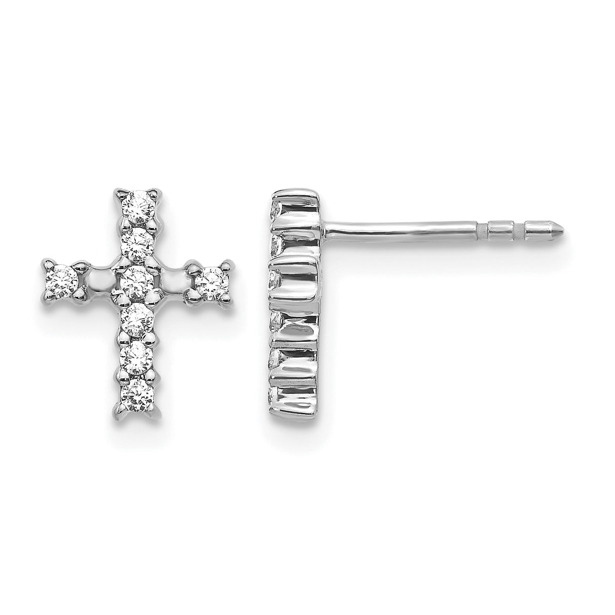 14k White Gold Polished Diamond Cross Post Earrings-EM5533-020-WA