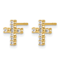 14k Gold Polished Diamond Cross Post Earrings-EM5533-020-YA