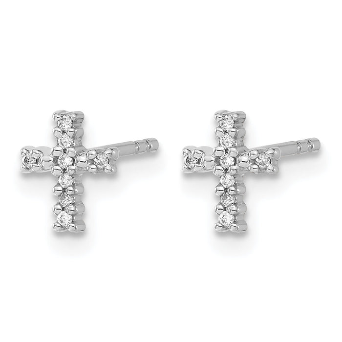 14k White Gold Polished Diamond Cross Post Earrings-EM5534-005-WA
