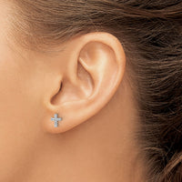 14k White Gold Polished Diamond Cross Post Earrings-EM5534-005-WA