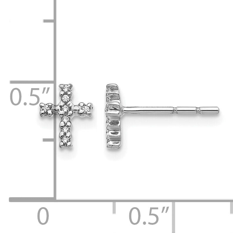 14k White Gold Polished Diamond Cross Post Earrings-EM5534-005-WA