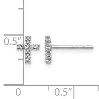 14k White Gold Polished Diamond Cross Post Earrings-EM5534-005-WA