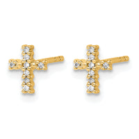 14k w/Rhodium Diamond Cross Post Earrings-EM5534-005-YA