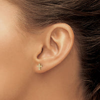 14k w/Rhodium Diamond Cross Post Earrings-EM5534-005-YA