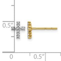 14k w/Rhodium Diamond Cross Post Earrings-EM5534-005-YA