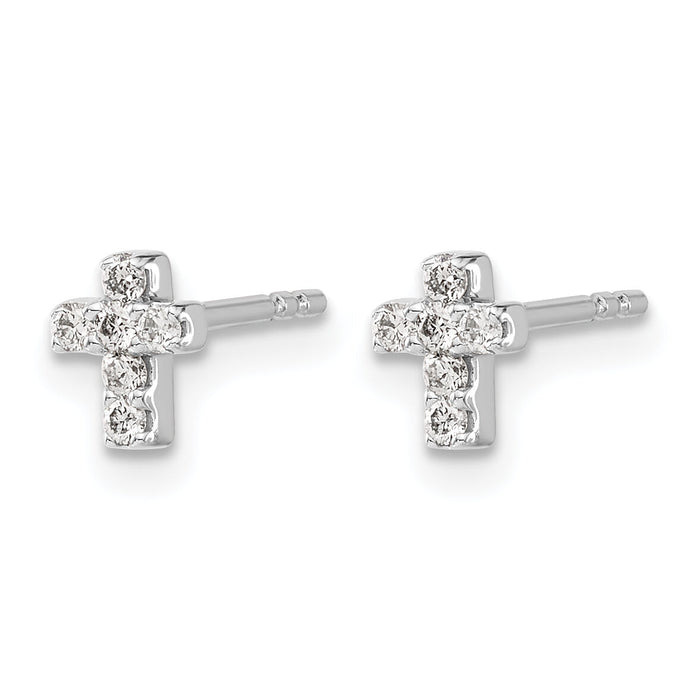 14k White Gold Diamond Cross Earrings-EM5535-016-WA