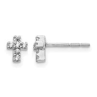 14k White Gold Diamond Cross Earrings-EM5535-016-WA