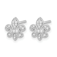 14k White Gold Diamond Fleur de Lis Post Earrings-EM5537-016-WA