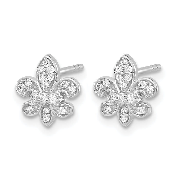 14k White Gold Diamond Fleur de Lis Post Earrings-EM5537-016-WA