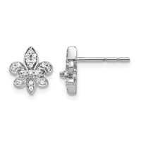14k White Gold Diamond Fleur de Lis Post Earrings-EM5537-016-WA