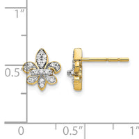 14k Diamond Fleur de Lis Post Earrings-EM5537-016-YA
