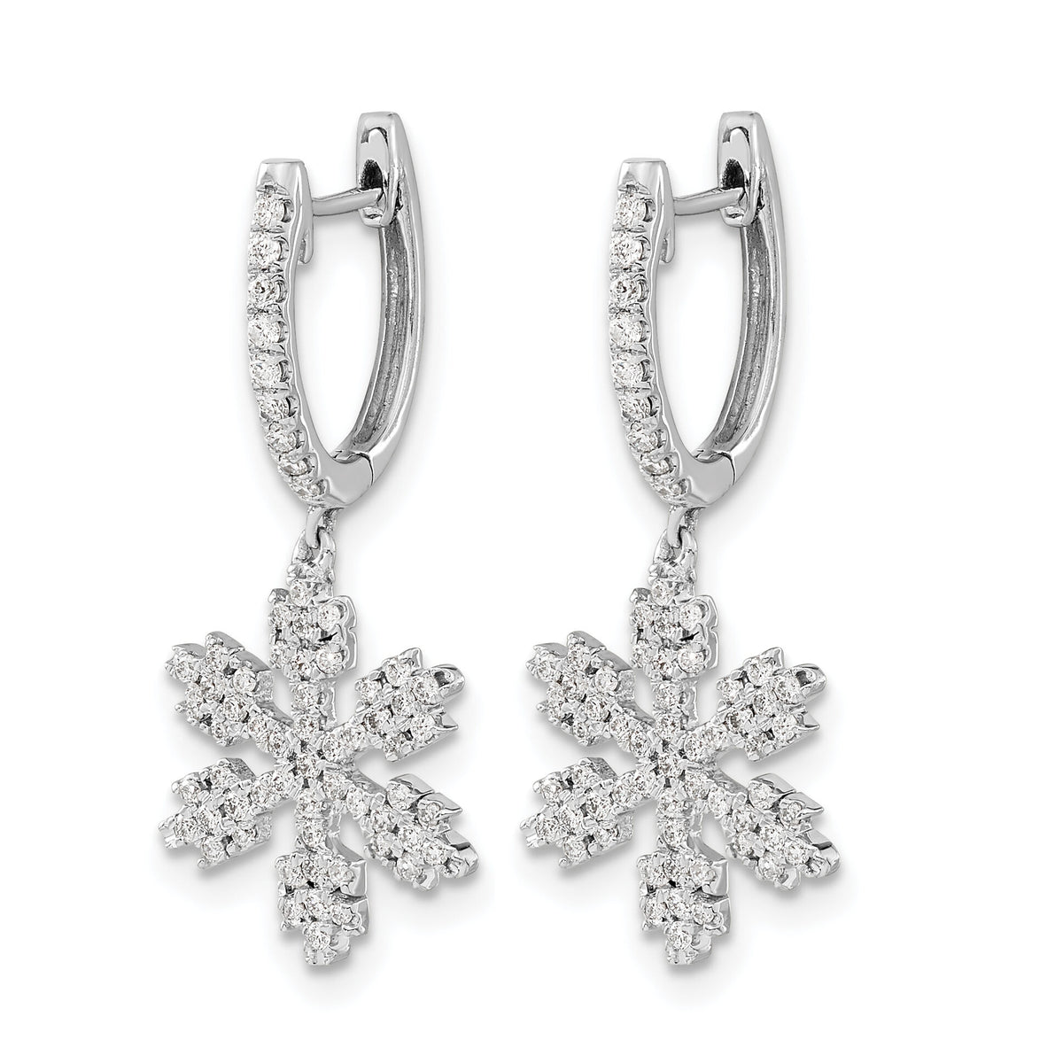 14k White Gold Diamond Snowflake Earrings-EM5538-050-WA