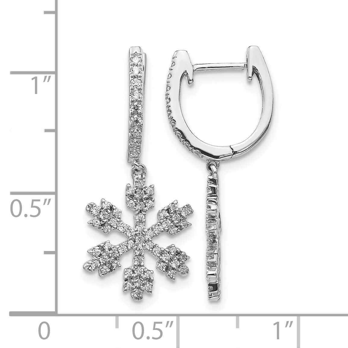 14k White Gold Diamond Snowflake Earrings-EM5538-050-WA