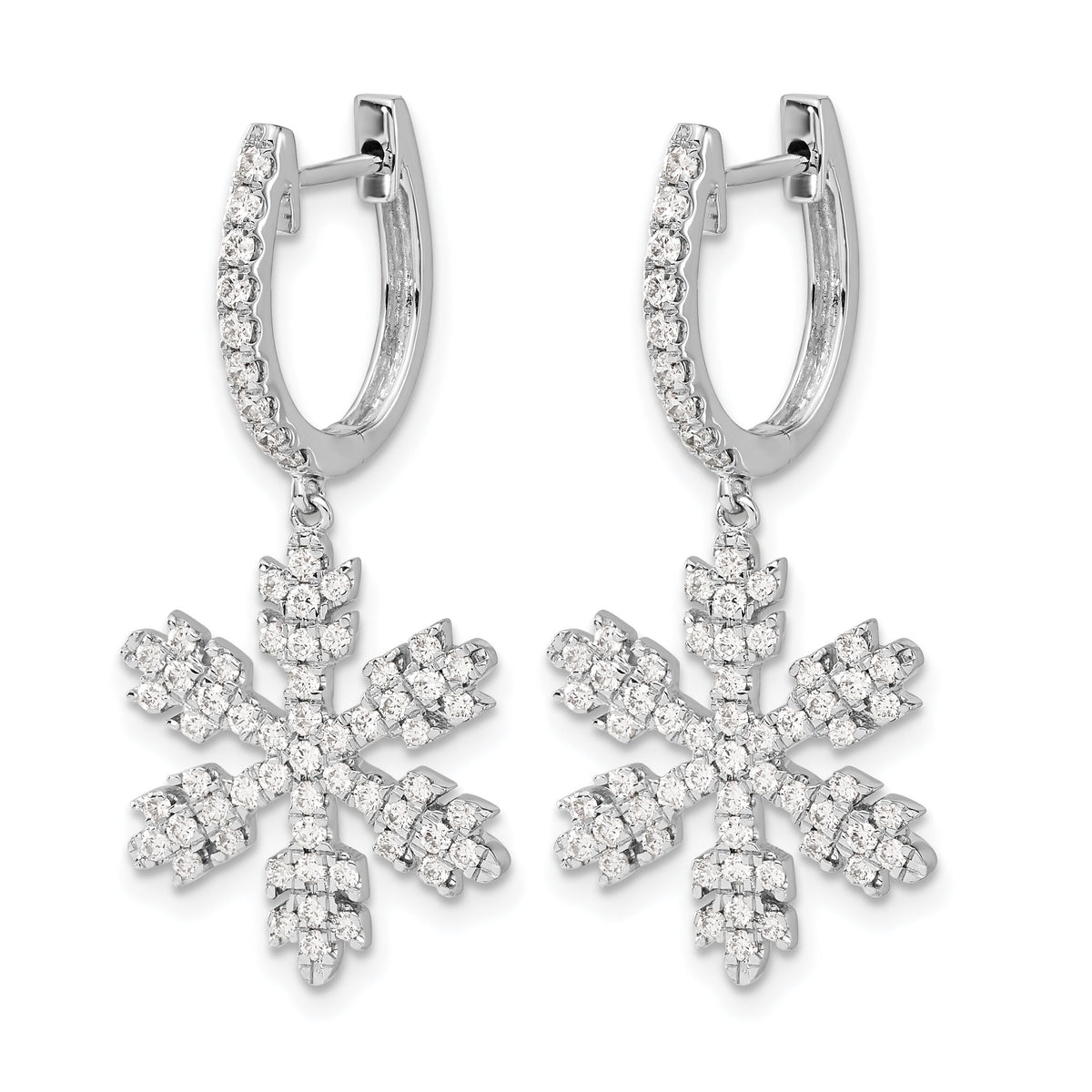 14k White Gold Diamond Snowflake Earrings-EM5538-100-WA