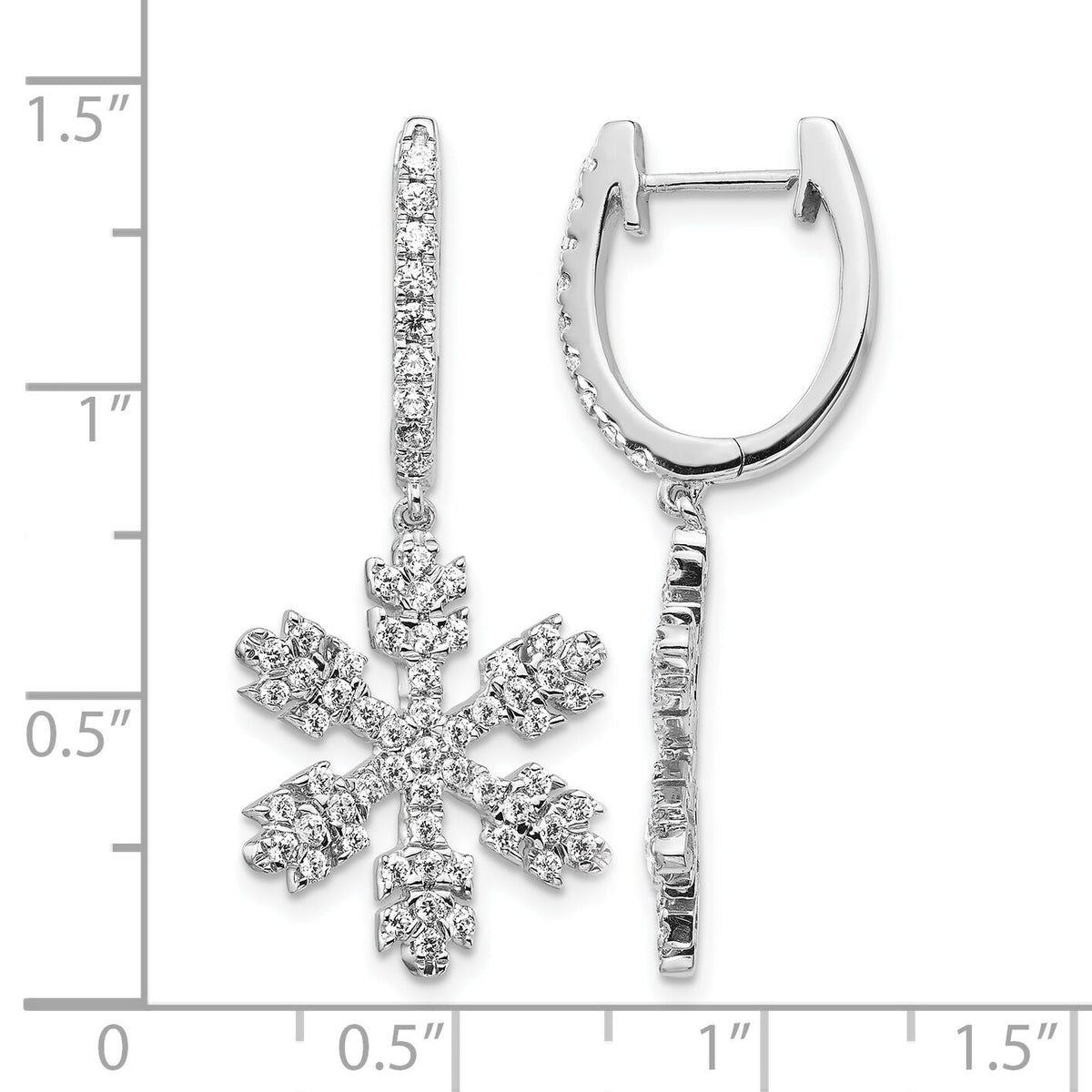 14k White Gold Diamond Snowflake Earrings-EM5538-100-WA