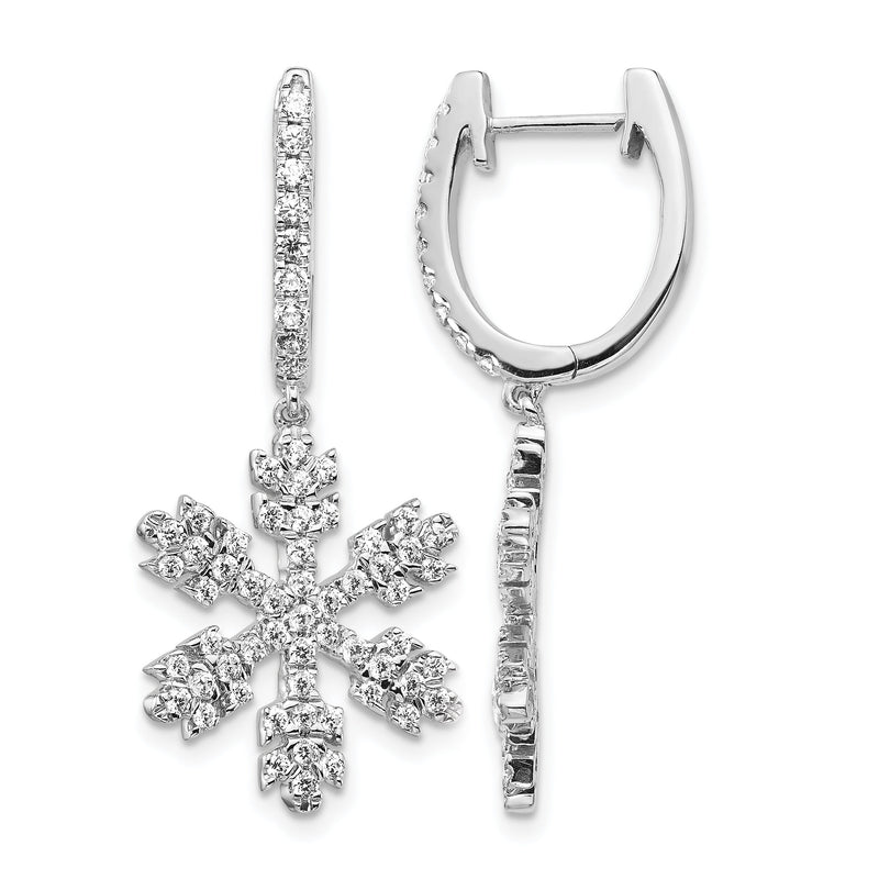 14k White Gold Diamond Snowflake Earrings-EM5538-100-WA