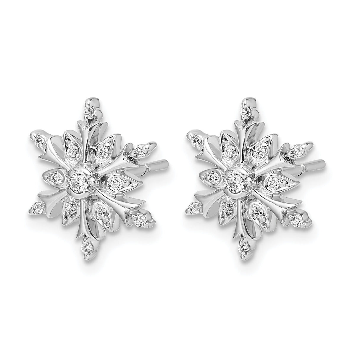 14k White Gold Diamond Snowflake Earrings-EM5539-016-WA