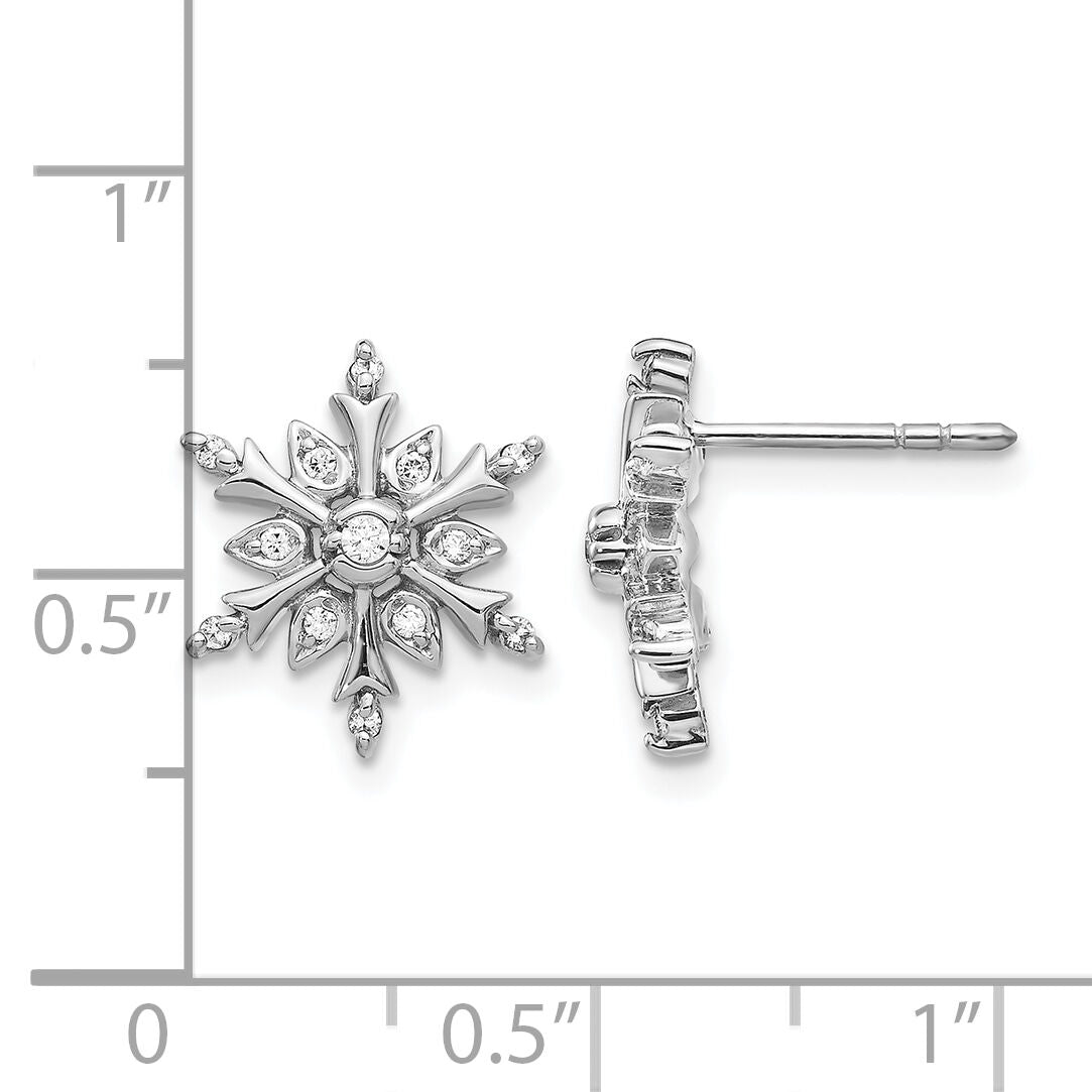 14k White Gold Diamond Snowflake Earrings-EM5539-016-WA