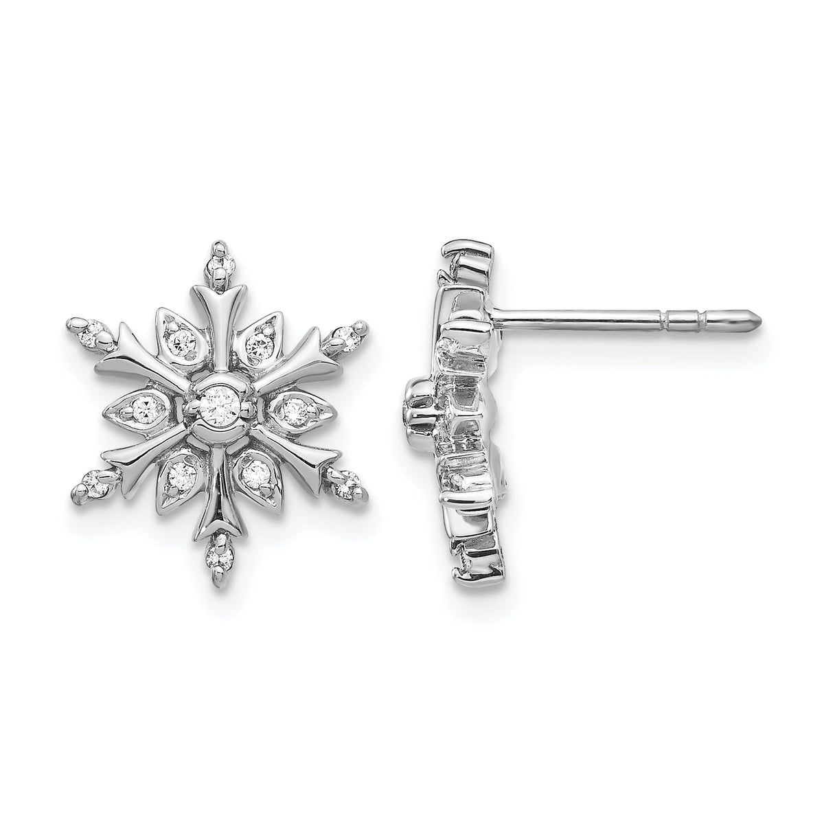 14k White Gold Diamond Snowflake Earrings-EM5539-016-WA