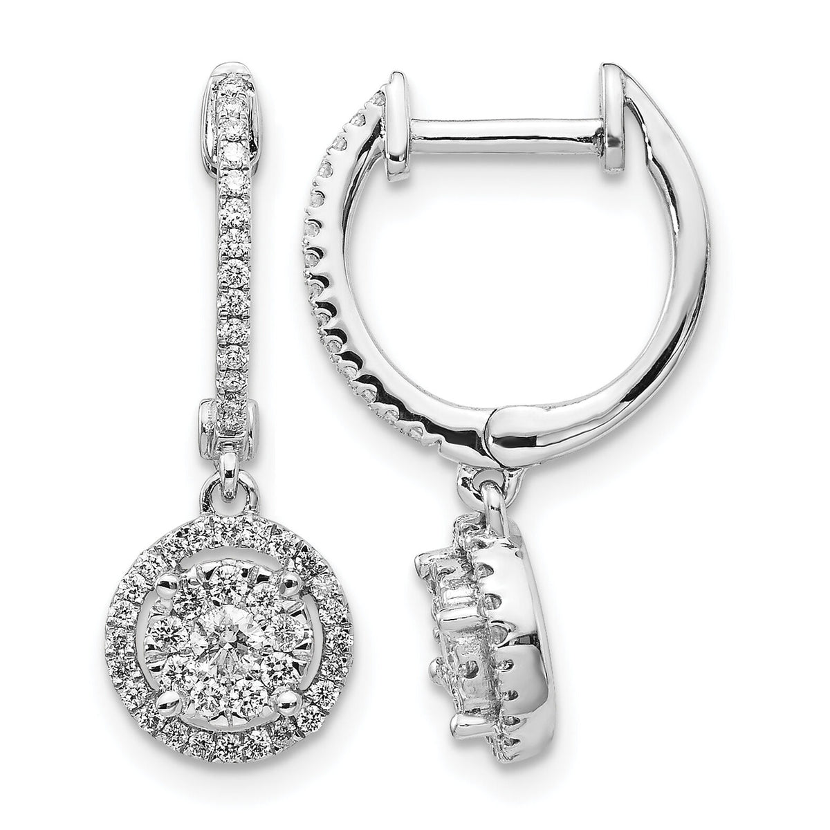 14k White Gold Diamond Hinged Hoop Earrings-EM5543-050-WA