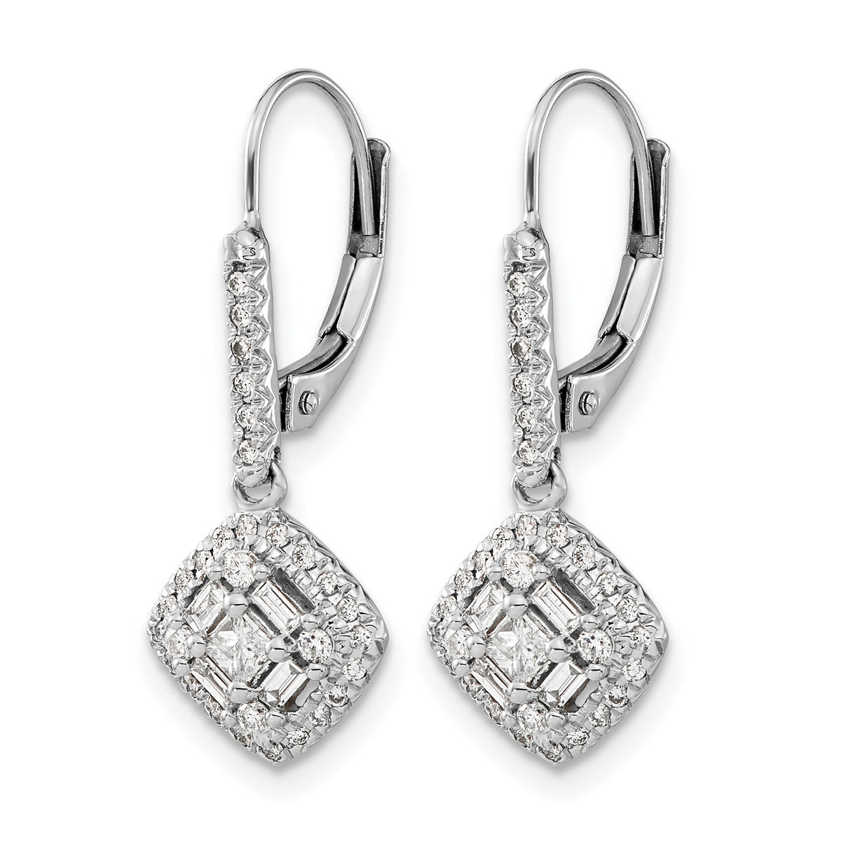 14k White Gold Diamond Leverback Earrings-EM5544-050-WA