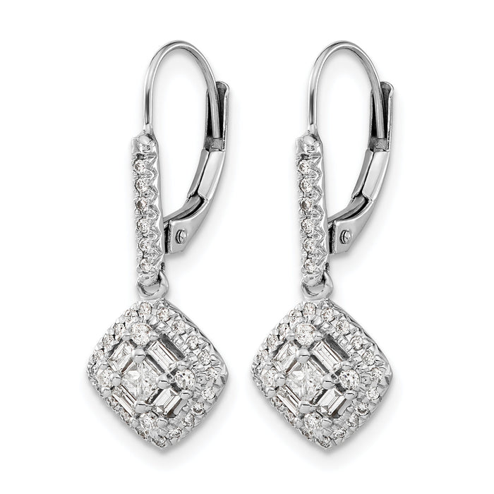 14k White Gold Diamond Leverback Earrings-EM5544-050-WA