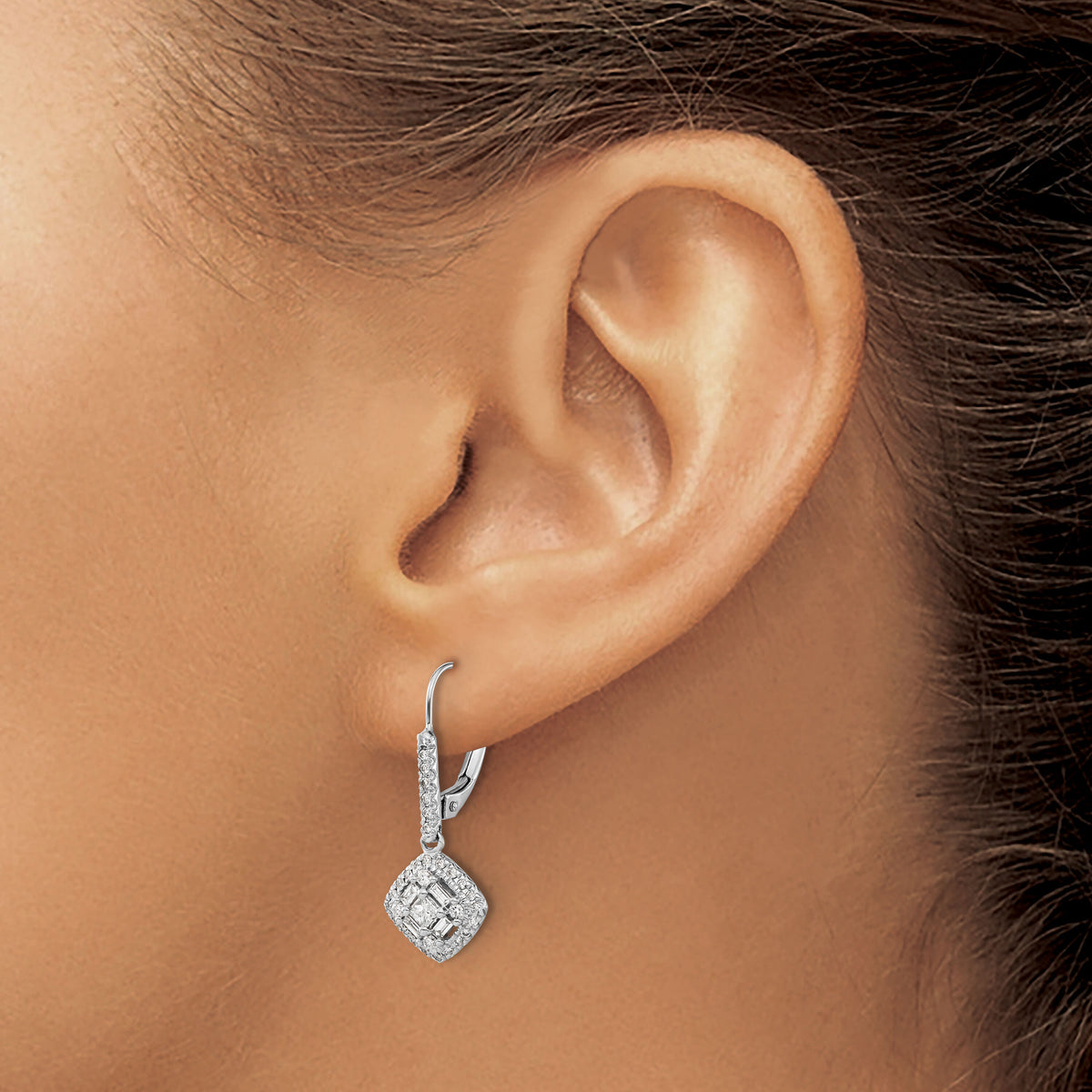 14k White Gold Diamond Leverback Earrings-EM5544-050-WA