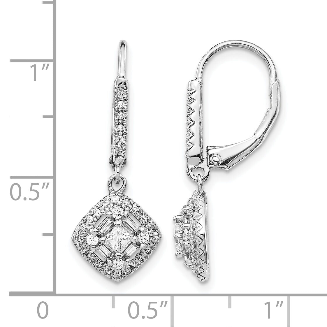 14k White Gold Diamond Leverback Earrings-EM5544-050-WA
