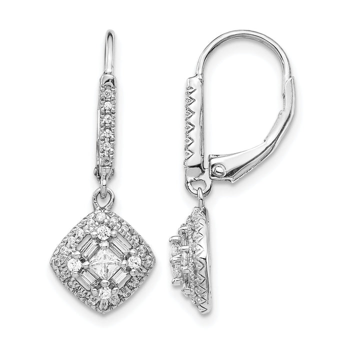 14k White Gold Diamond Leverback Earrings-EM5544-050-WA